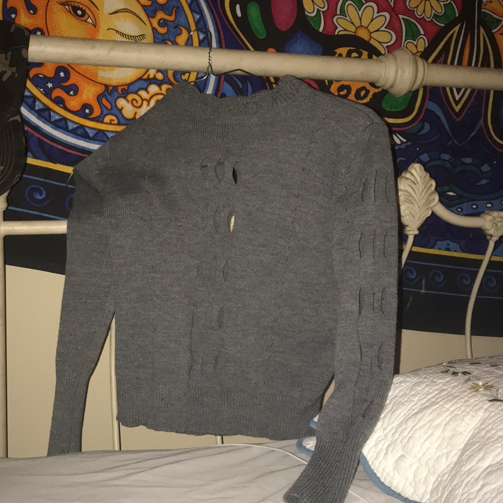 Fashion Nova holed grey sweater